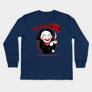 Espressaw Funny Horror Slasher Movie Coffee Kids Long Sleeve T-Shirt